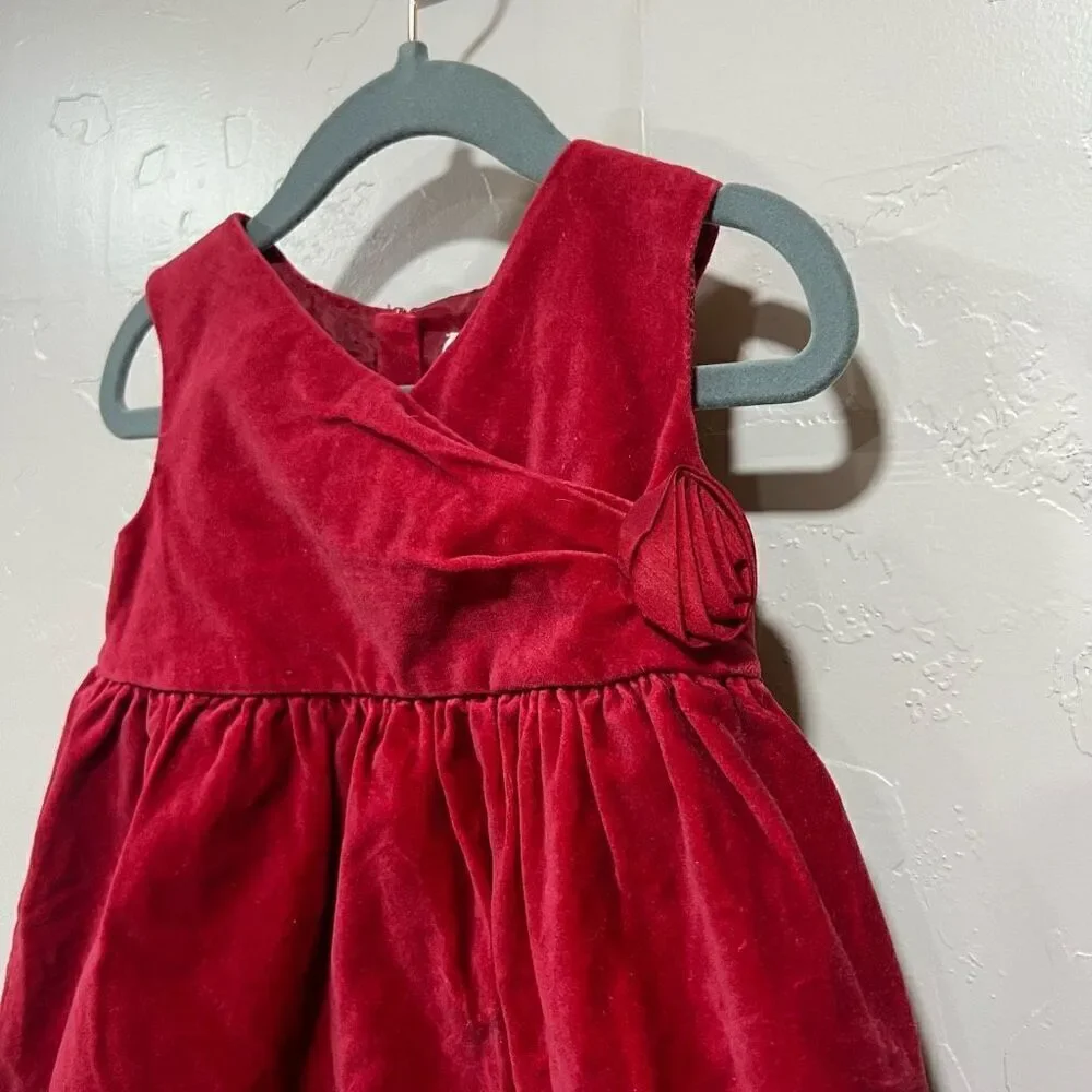 Old Navy Baby Girl Red Velvet Dress 18-24mo